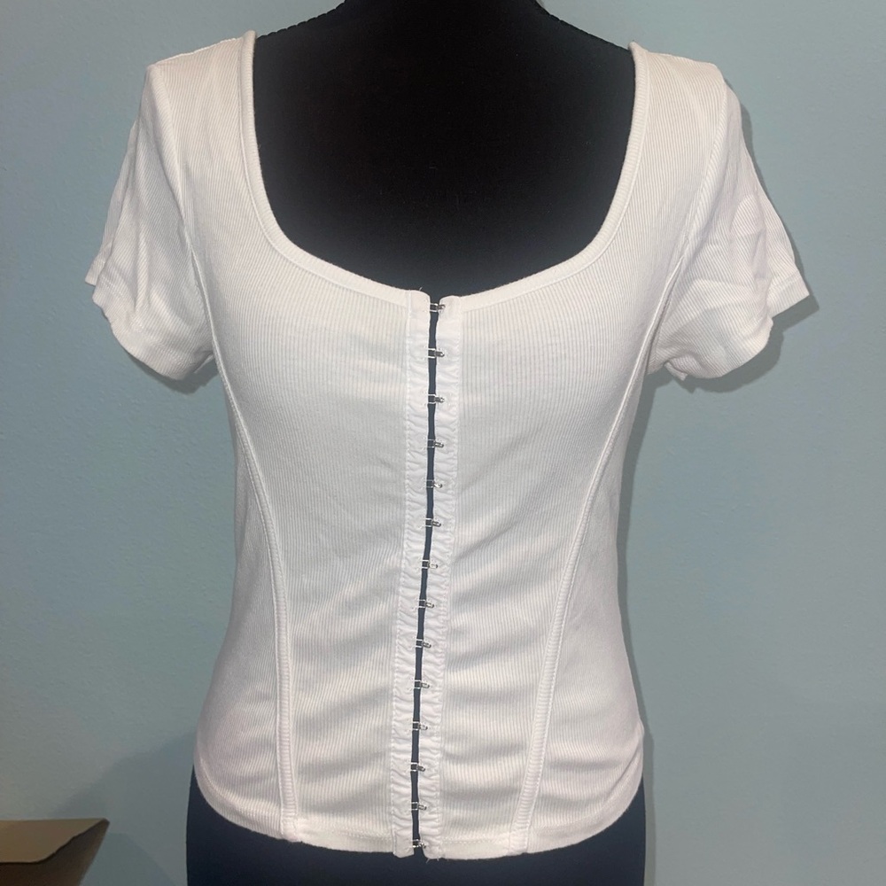 Women's White Corset-Front Top